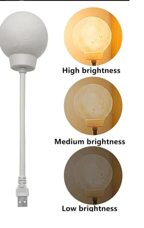 USB Voice-Controlled Moon Night Light – 3 Mode Rotating Ambient Lamp